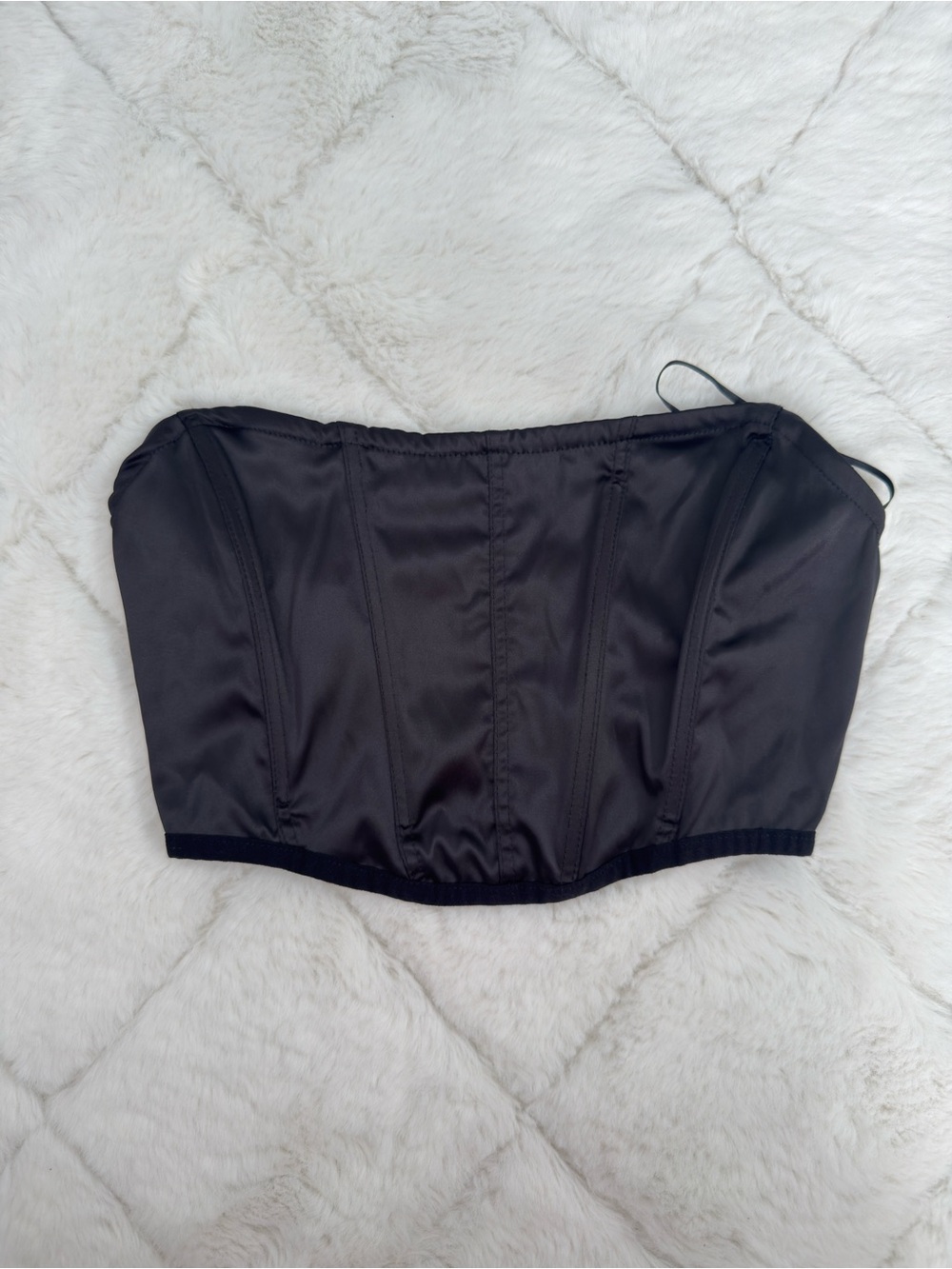 Garage Black Satin Strapless Corset Top